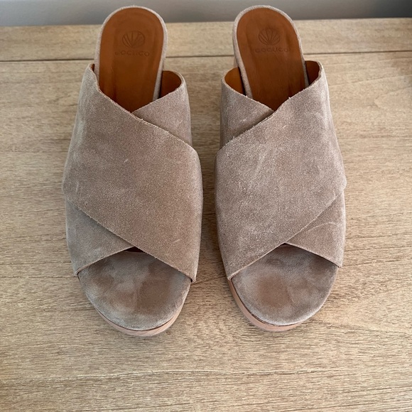 Coclico tan suede platform mule heel - Picture 3 of 5